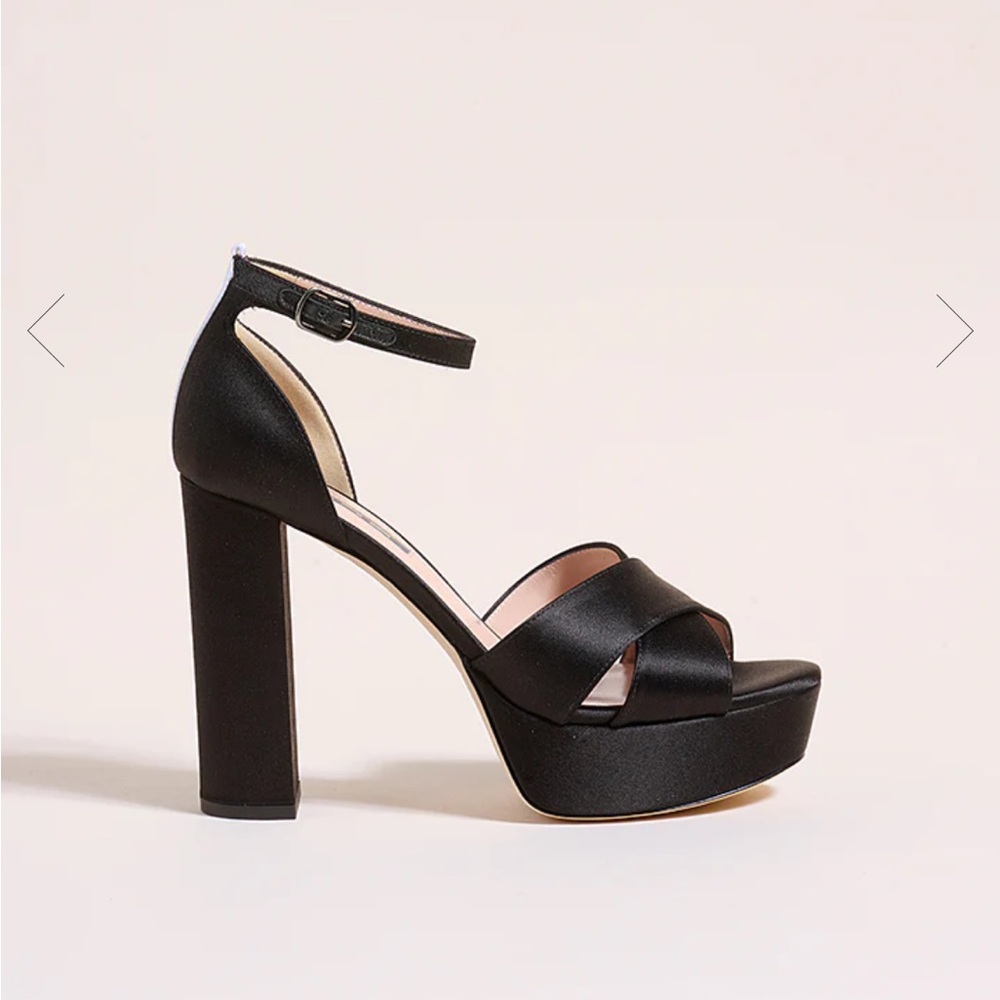 SJP Ginger black satin platform